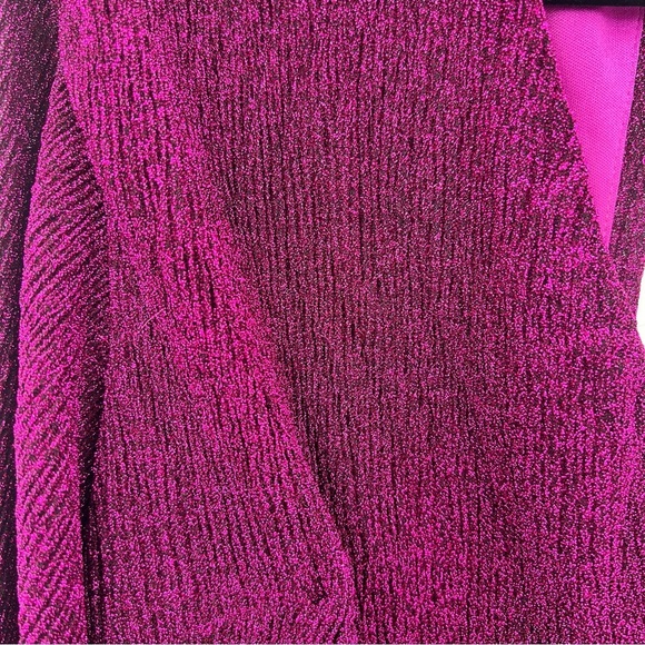 Club London Glitter Plunge Neck Drape Mini Dress Metallic Purple ASOS Bodycon - Picture 14 of 14